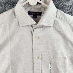 VTG Faconnable Button Up Long Sleeve Shirt Cotton Gray Check Size 2 (15) XL USA